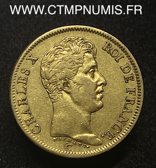 ,40,FRANCS,OR,CHARLES,X,1°,TYPE,1824,A,PARIS,