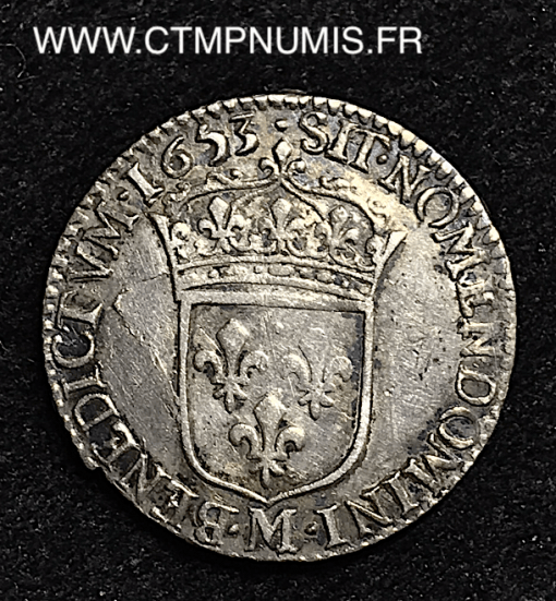 ,MONNAIE,ROYALE,LOUIS,XIV,1/12,ECU,ARGENT,MECHE,LONGUE,1853,M,TOULOUSE,