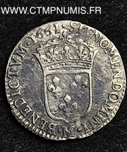 ,MONNAIE,ROYALE,LOUIS,XIV,1/12,ECU,ARGENT,BUSTE,JUVENILE,1661,M,TOULOUSE,