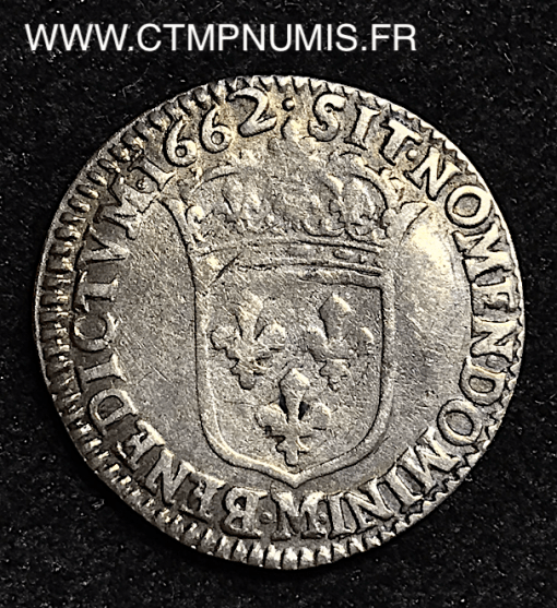 ,LOUIS,XIV,1/12,ECU,ARGENT,1662,M,TOULOUSE,