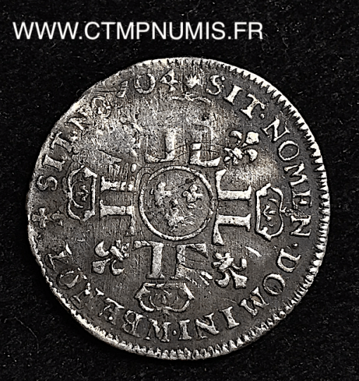 ,MONNAIE,ROYALE,LOUIS,XIV,1/12,ECU,ARGENT,AUX,8,L,1704,M,TOULOUSE,