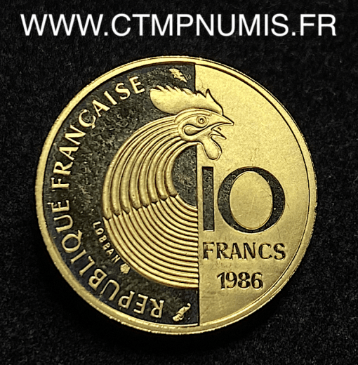 ,MONNAIE,10,FRANCS,SCHUMAN,OR,1986,SPL,