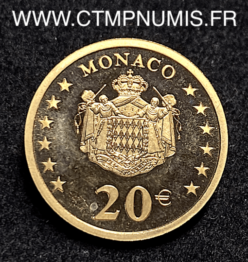 ,MONNAIE,MONACO,20,EURO,OR,RAINIER,III,2002,