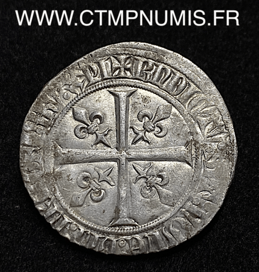 ,MONNAIE,ROYALE,JEAN,II,LE,BON,GROS,A,LA,FLEUR,DE,LIS,ARGENT,