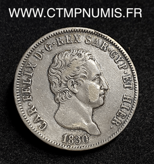 ,ITALIE,5,LIRE,ARGENT,CHARLES,FELIX,1830,TURIN,