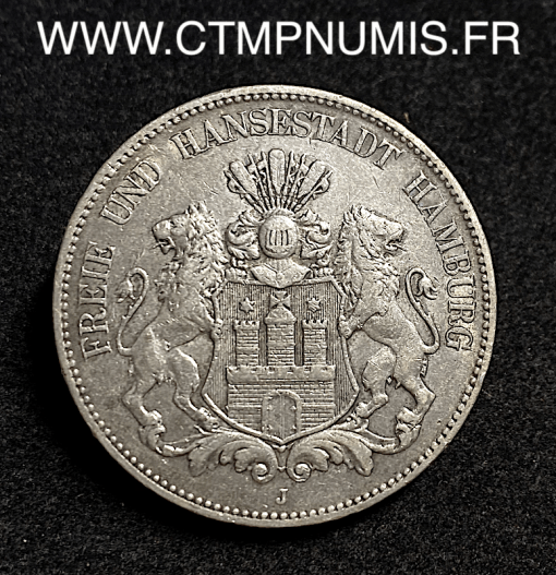 ,ALLEMAGNE,HAMBOURG,5,MARK,ARGENT,1904,J,