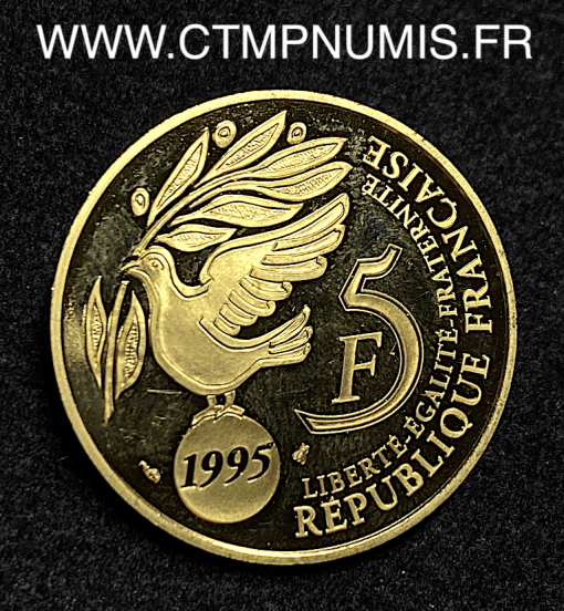 ,5,FRANCS,OR,CINQUANTENAIRE,DE,ONU,1995,