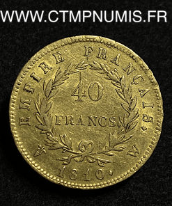 ,40,FRANCS,OR,NAPOLEON,I°,EMPIRE,1810,W,LILLE,