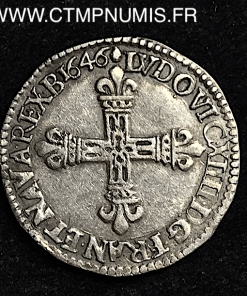 ,LOUIS,XIV,1/8,ECU,ARGENT,1646,M,TOULOUSE,