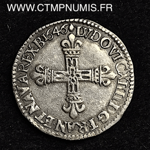 ,LOUIS,XIV,1/8,ECU,ARGENT,1646,M,TOULOUSE,