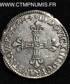 ,LOUIS,XIV,1/4,ECU,ARGENT,1644,M,TOULOUSE,