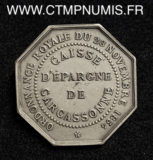 ,JETON,ARGENT,FLAN,MAT,CAISSE,EPARGNE,DE,CARCASSONNE,1834,AUDE,