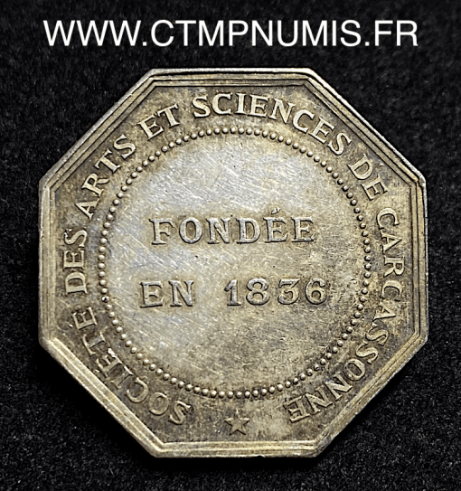 ,JETON,ARGENT,SCIENCES,CARCASSONNE,1836,