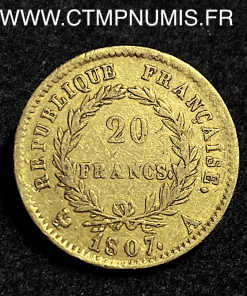 ,20,FRANCS,OR,NAPOLEON,I°,,1807,A,PARIS,