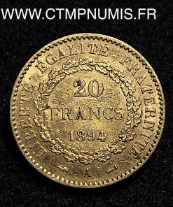 ,20,FRANCS,OR,GENIE,III°,REPUBLIQUE,1894,PARIS,