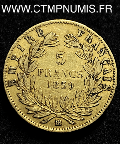 ,5,FRANCS,OR,NAPOLEON,1859,BB,STRASBOURG,
