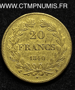 ,20,FRANCS,OR,LOUIS,PHILIPPE,I°,1840,A,PARIS,