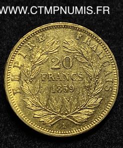 ,EMPIRE,20,FRANCS,OR,NAPOLEON,III,1859,PARIS,
