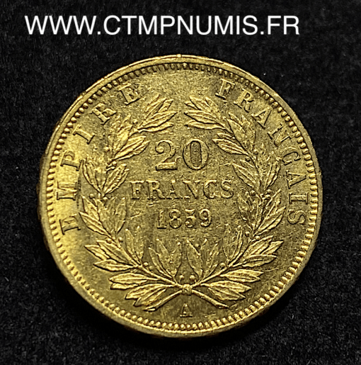 ,EMPIRE,20,FRANCS,OR,NAPOLEON,III,1859,PARIS,