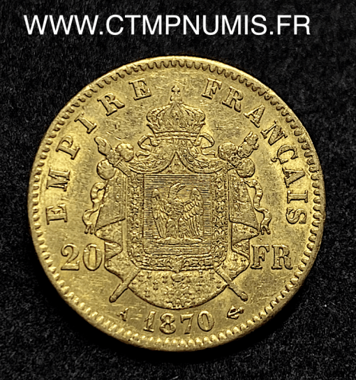 ,EMPIRE,20,FRANCS,OR,NAPOLEON,III,1870,PARIS,