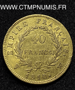 ,40,FRANCS,OR,NAPOLEON,I°,EMPIRE,1810,W,LILLE,