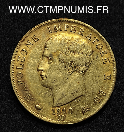 ,ITALIE,40,LIRE,OR,NAPOLEON,I°,1810,M,MILAN,