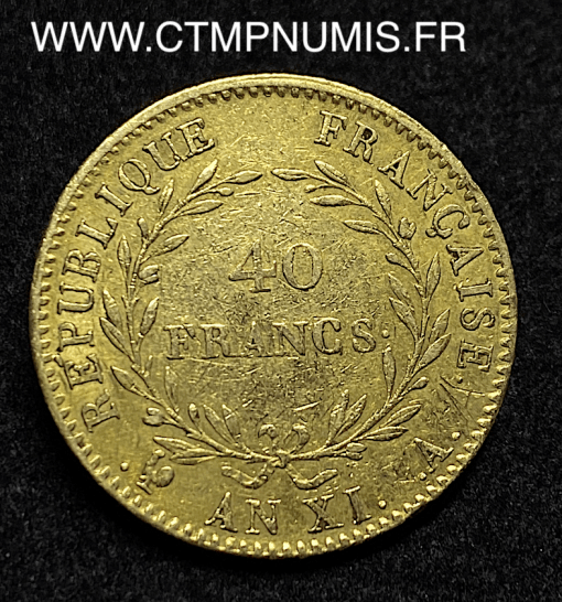 ,40,FRANCS,OR,BONAPARTE,CONSUL,AN,XI,PARIS,