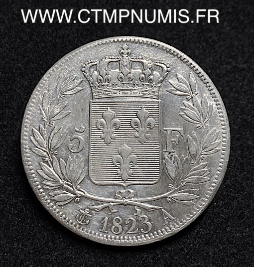 ,5,FRANCS,ARGENT,LOUIS,XVIII,1823,A,PARIS,