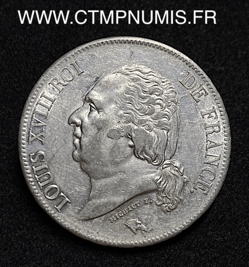 ,5,FRANCS,ARGENT,LOUIS,XVIII,1823,A,PARIS,