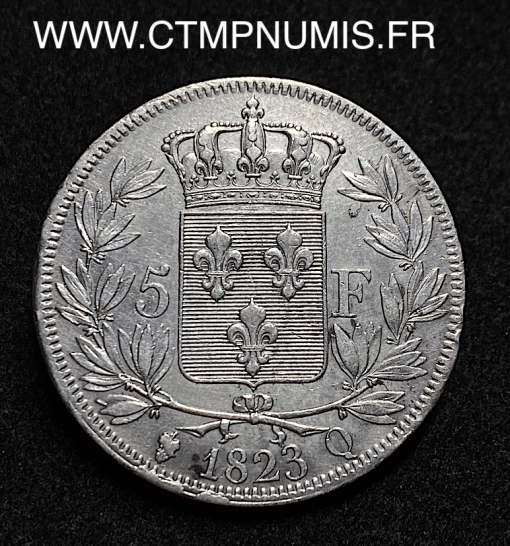 ,5,FRANCS,ARGENT,LOUIS,XVIII,1823,Q,PERPIGNAN,