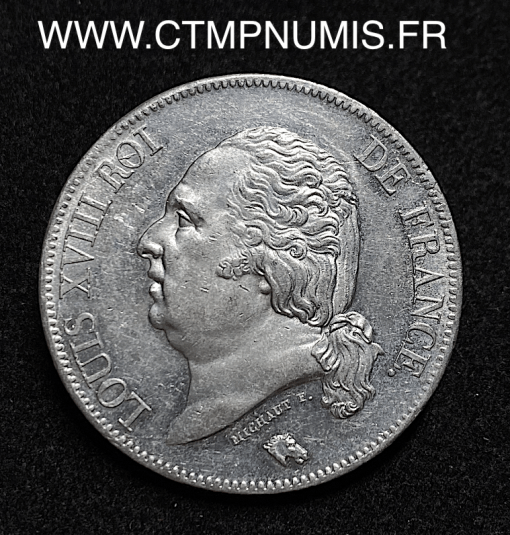 ,5,FRANCS,ARGENT,LOUIS,XVIII,1822,A,PARIS,