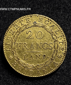 ,MONNAIE,ITALIE,20,FRANCS,OR,GAULE,SUBALPINE,AN,9,MARENGO,