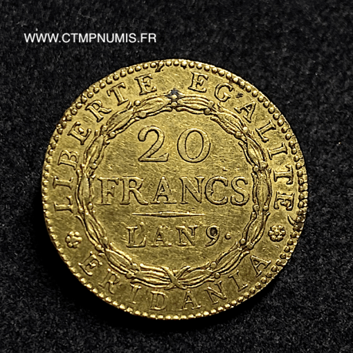 ,MONNAIE,ITALIE,20,FRANCS,OR,GAULE,SUBALPINE,AN,9,MARENGO,