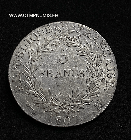 ,5,FRANCS,ARGENT,NAPOLEON,1807,M,TOULOUSE,