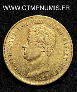 ,MONNAIE,ITALIE,SARDAIGNE,20,LIRE,OR,CHARLES,ALBERT,1847,SANS,MARQUE,ATELIER,