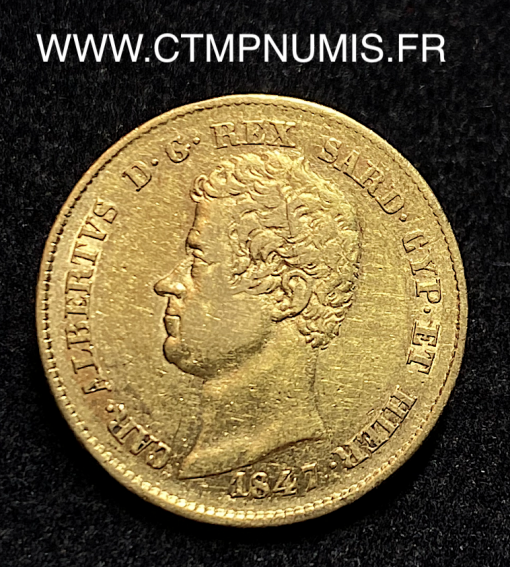 ,ITALIE,20,LIRE,OR,1847,SANS,MARQUE,ATELIER,