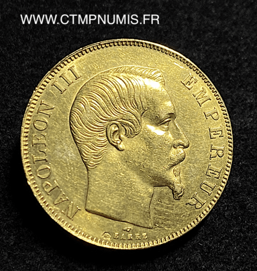 ,50,FRANCS,OR,NAPOLEON,III,TETE,NUE,1857,PARIS,