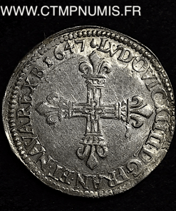 ,MONNAIE,ROYALE,LOUIS,XIV,1/4,ECU,ARGENT,1647,M,TOULOUSE,