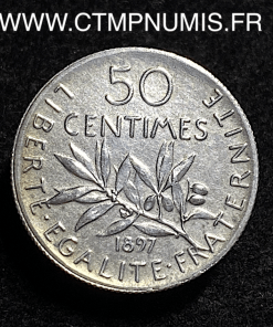 ,50,CENTIMES ,SEMEUSE,ARGENT,1897,SUP,