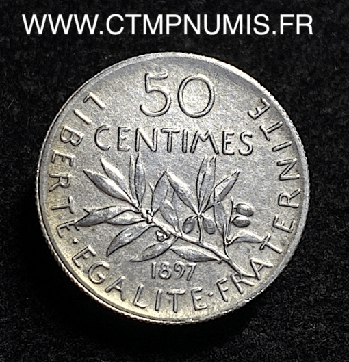 ,50,CENTIMES ,SEMEUSE,ARGENT,1897,SUP,