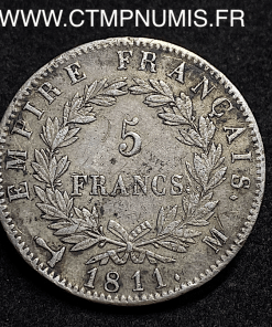 ,5,FRANCS,ARGENT,NAPOLEON,I°,1811,TOULOUSE,