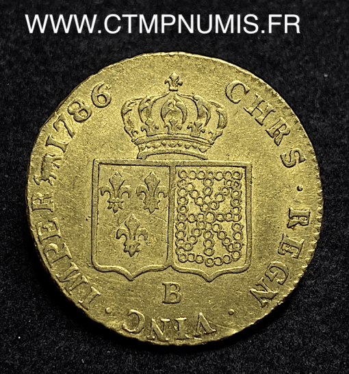 ,MONNAIE,ROYALE,DOUBLE,LOUIS,OE,LOUIS,XVI,AU,BUSTE,NU,1786,B,ROUEN,