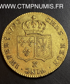 ,MONNAIE,ROYALE,LOUIS,XVI,DOUBLE,LOUIS,OR,AU,BUSTE,NU,1790,BORDEAUX,