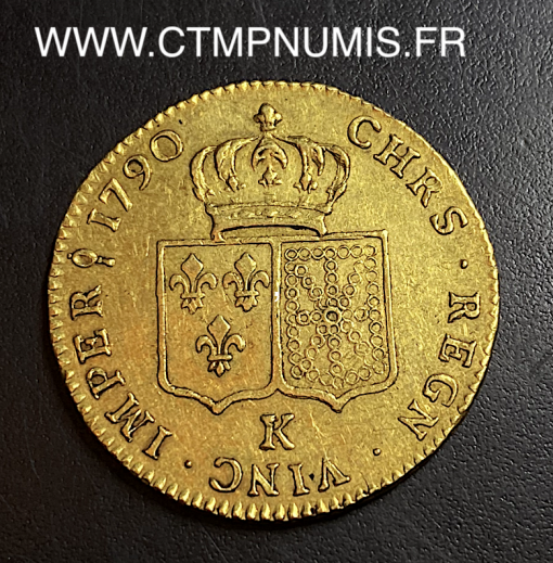 ,MONNAIE,ROYALE,LOUIS,XVI,DOUBLE,LOUIS,OR,AU,BUSTE,NU,1790,BORDEAUX,