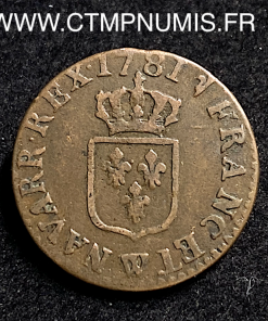 ,MONNAIE,ROYALE,LOUIS,XVI,LIARD,1781,W,LILLE,