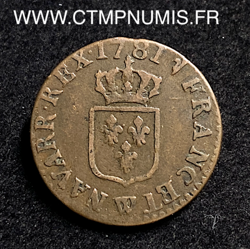 ,MONNAIE,ROYALE,LOUIS,XVI,LIARD,1781,W,LILLE,