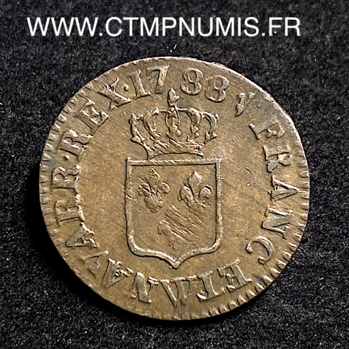 ,MONNAIE,ROYALE,LOUIS,XVI,LIARD,1788,W,LILLE,