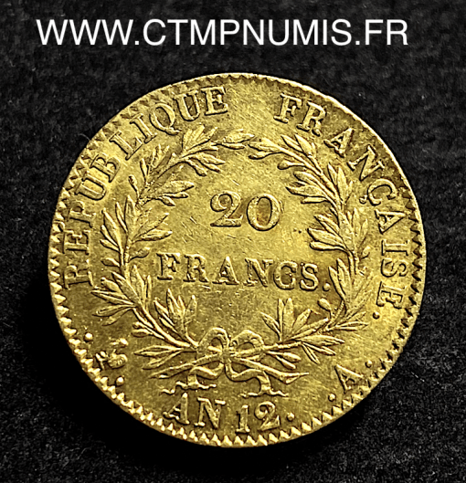 ,20,FRANCS,OR,CONSULAT,AN,12,PARIS,