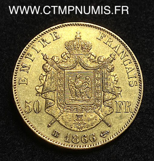 ,50,FRANCS,OR,NAPOLEON,III,1866,STRASBOURG,