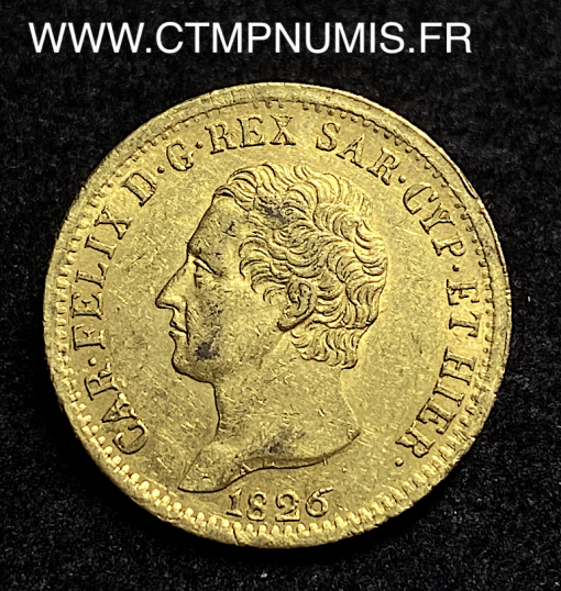 ,ITALIE,20,LIRE,OR,CHARLES,FELIX,1826,TURIN,